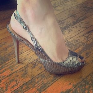 Alexander McQueen snakeskin sling back pumps